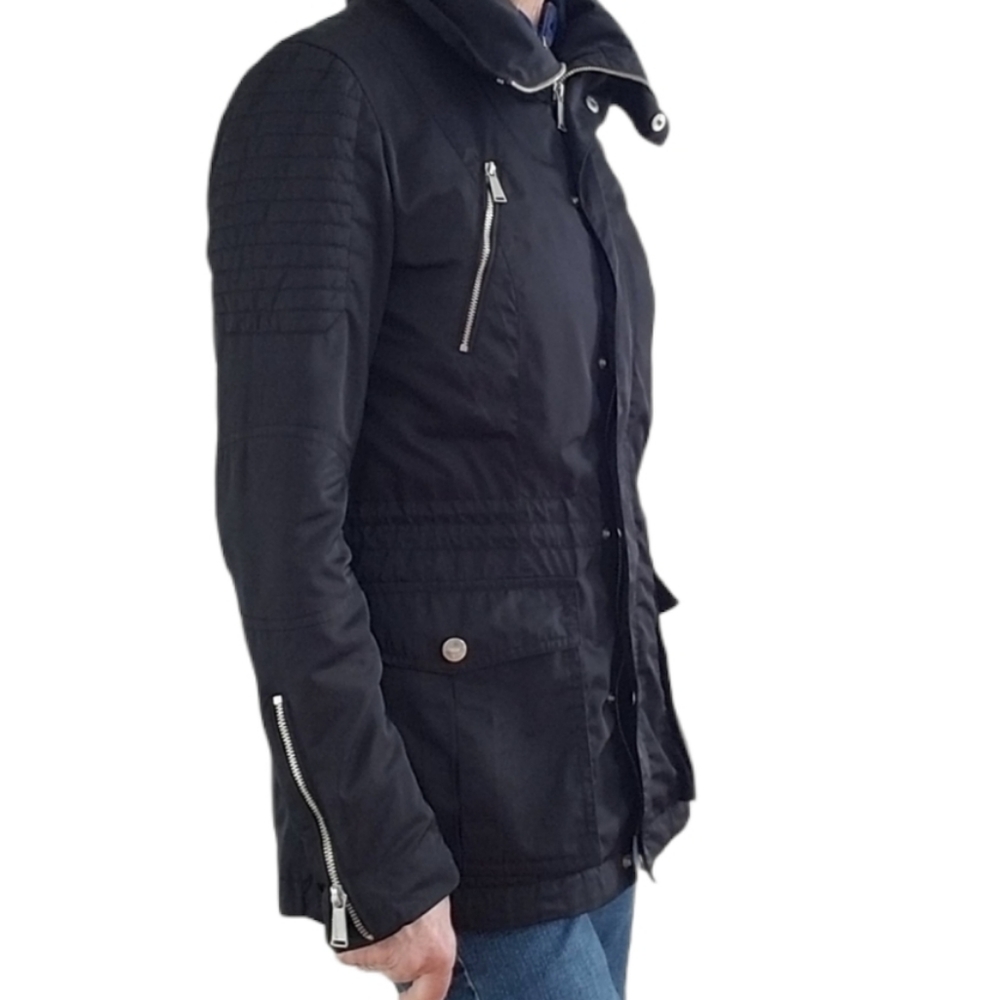 Bcbgeneration Black Zip Up Raincoat Hidden Hood. - image 4